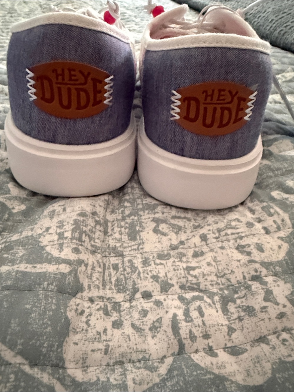 Hey Dude White Knit Sneakers with Pink Insole and Accent - Picture 5 of 5